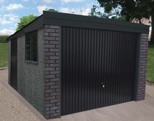 Concrete Graphite Pent Garage